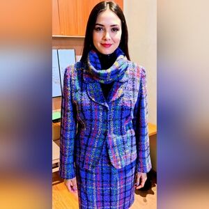 Multicolor Vintage Plaid Women's Suit